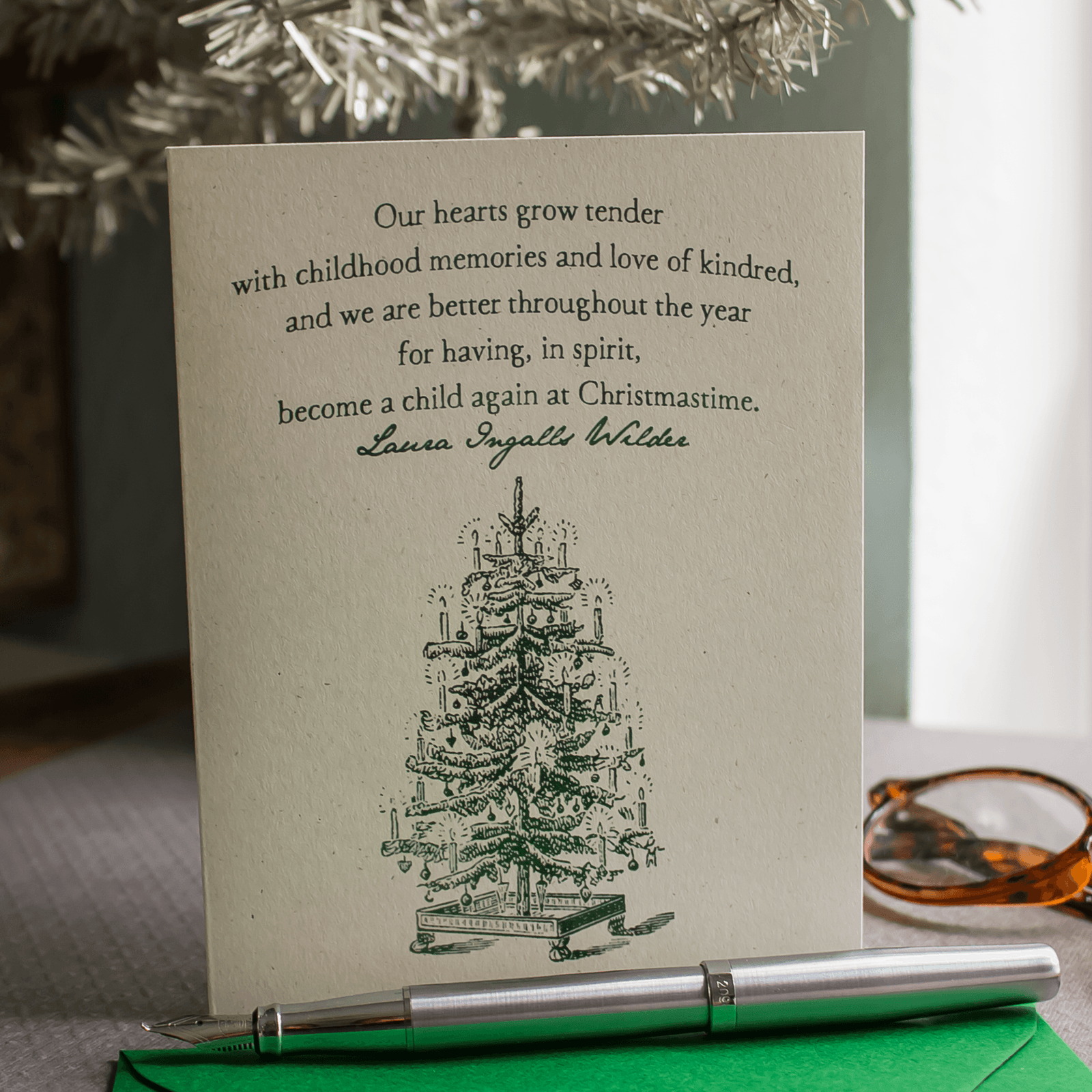 Christmas Card Boxed Set, Laura Ingalls Wilder Quote Holiday Greeting Card - Sunshine and Ravioli