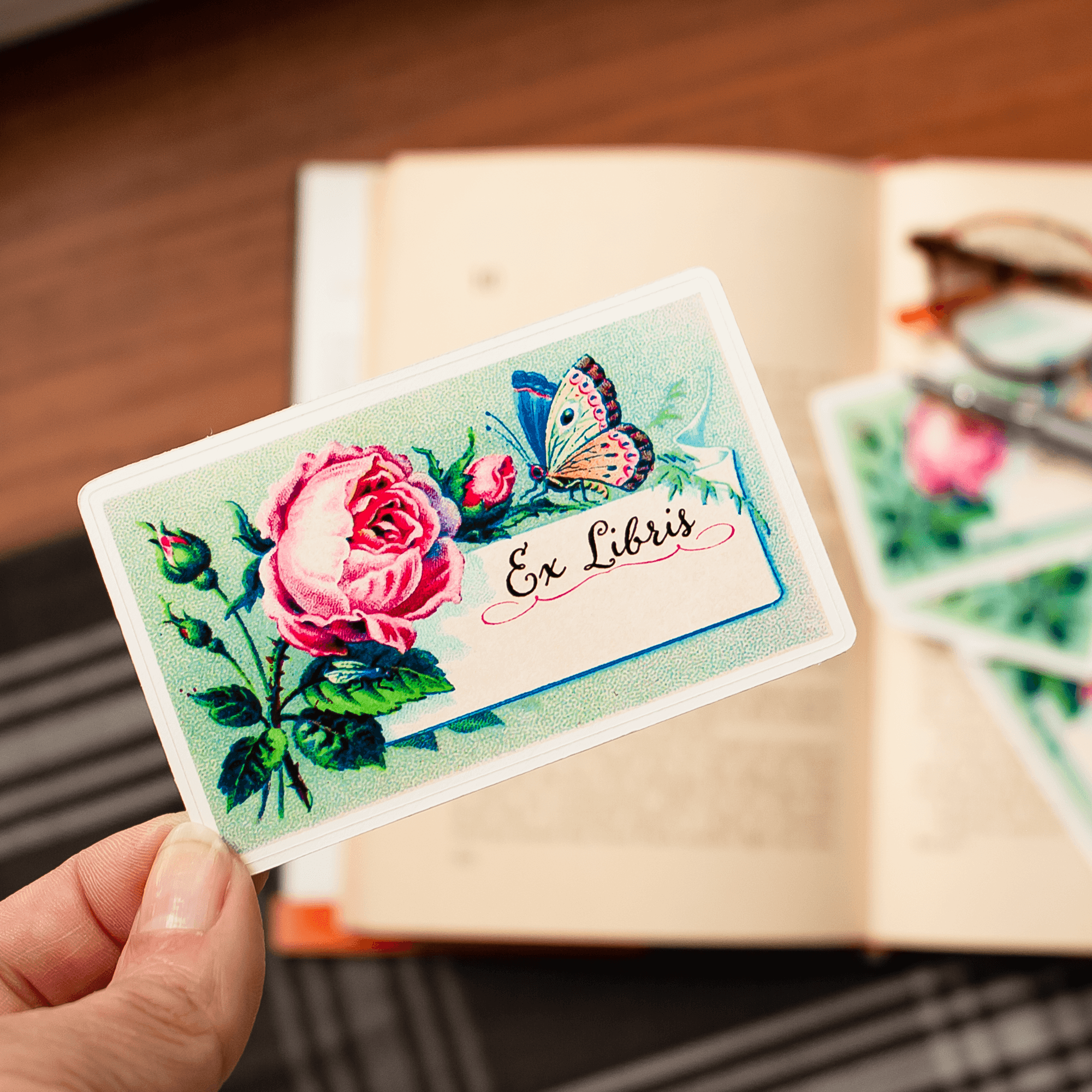 Rose and Butterfly Bookplate Stickers - Sunshine and Ravioli