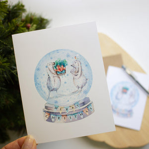 Christmas Greeting Card - Bunny Snowglobe - Sunshine and Ravioli
