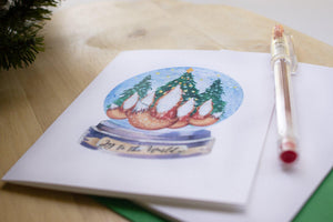 Christmas Greeting Card - Fox Snowglobe - Sunshine and Ravioli