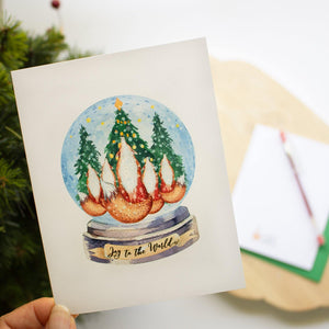 Christmas Greeting Card - Fox Snowglobe - Sunshine and Ravioli