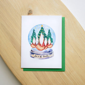 Christmas Greeting Card - Fox Snowglobe - Sunshine and Ravioli