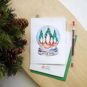 Christmas Greeting Card - Fox Snowglobe - Sunshine and Ravioli