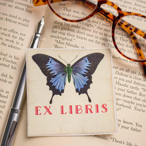 Ex Libris bookplate stickers - blue butterfly - set of 10 - Sunshine and Ravioli