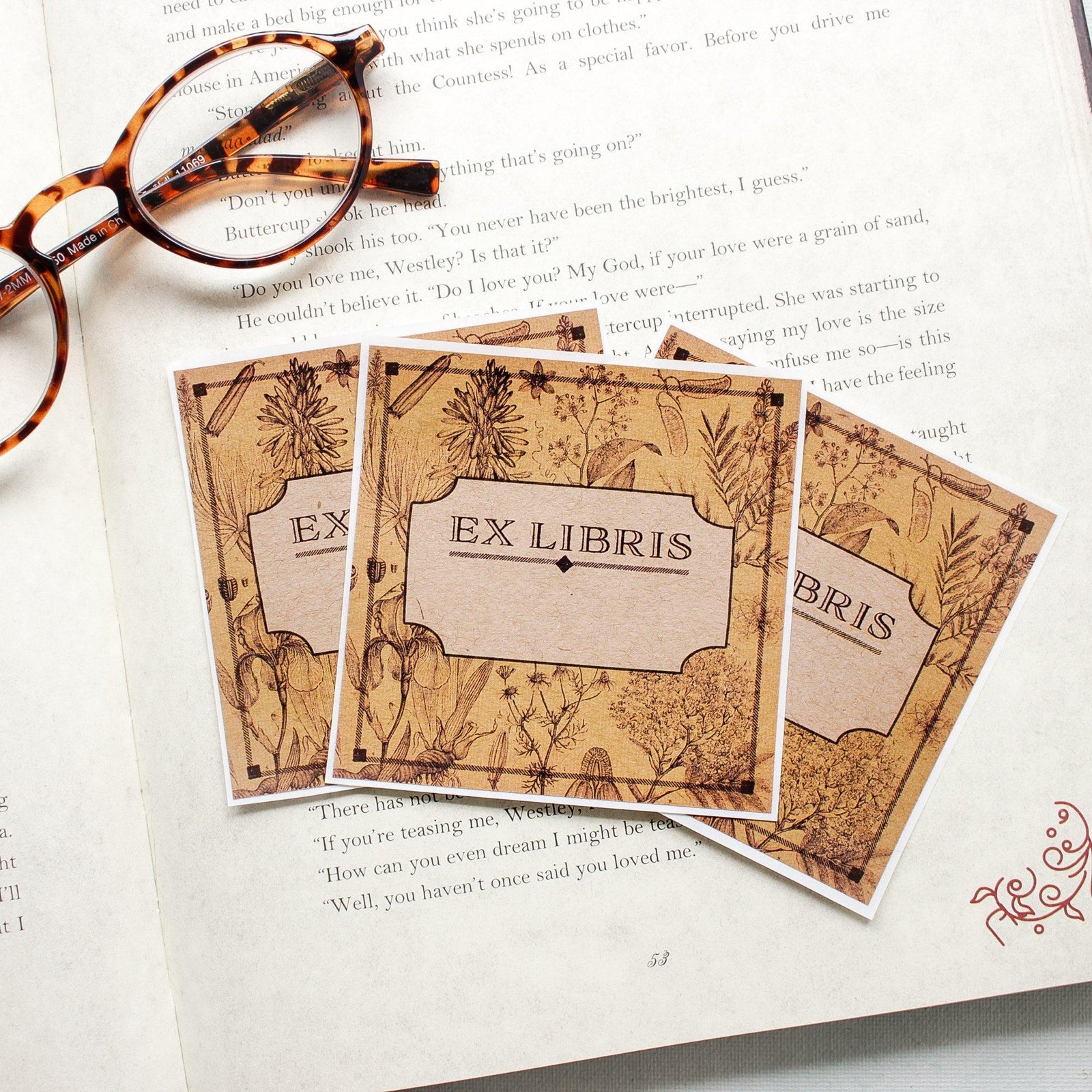 Ex Libris bookplates - kraft botanical -  set of 10 - Sunshine and Ravioli