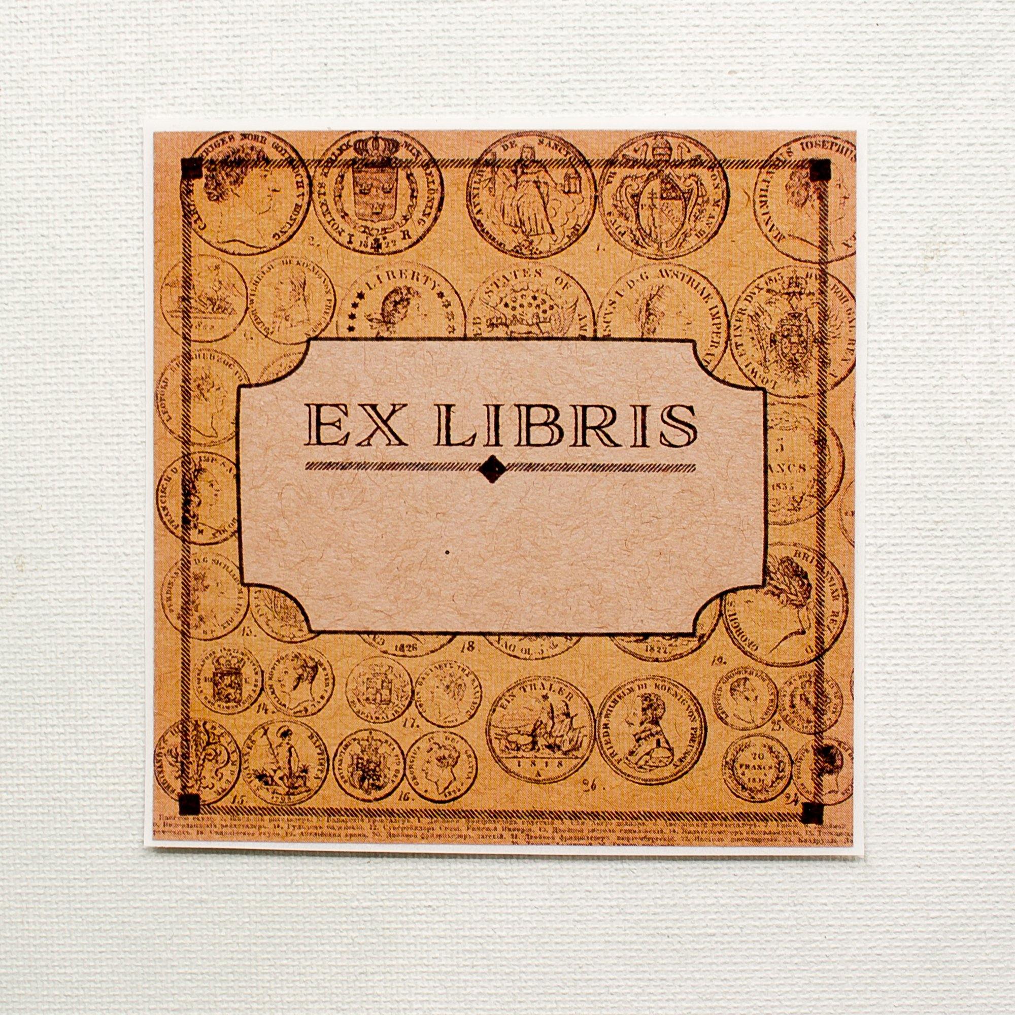 Ex Libris bookplates - kraft coins -  set of 10 - Sunshine and Ravioli