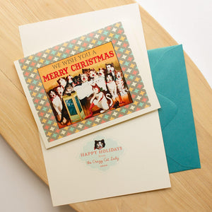 Funny Cat Lady Christmas Greeting Card - Sunshine and Ravioli