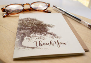 Rustic Oak tree Thank You card - woodland thanks - wedding thank you note card