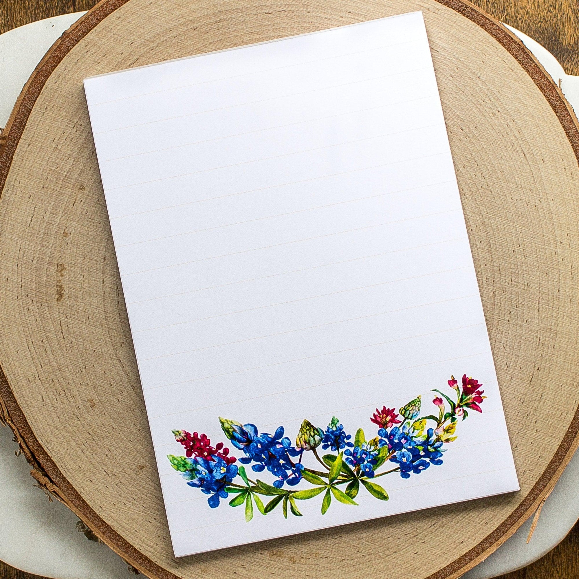 Personalized Texas wildflowers Notepad - Watercolor To Do List - Texas Bluebonnets Note Pad - Custom Lined Note Pad - Gift for Gardeners