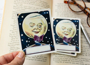 Personalized Bookplate Stickers - Reading Moon Celestial Book Plates - Custom Reading Gift for Star Gazers - Bookish Gift