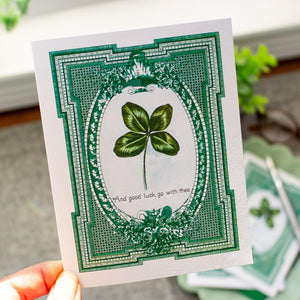 St. Patrick's Day Card - Four Leaf Clover Good Luck Card - Luck of the Irish St Patricks Day Card