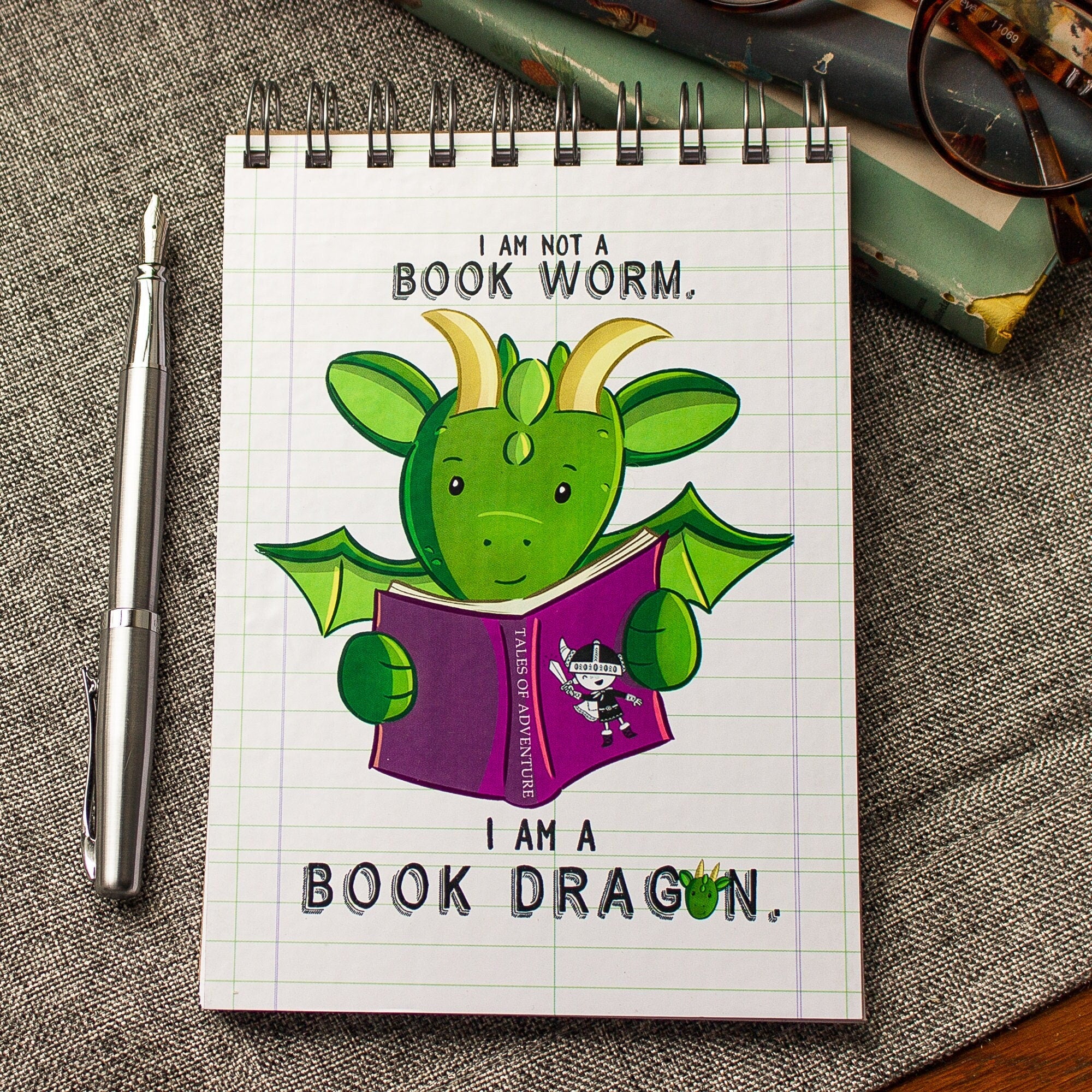 Personalized Book Dragon Reading Journal for Kids - Book Tracker Notebook for Children -  Gender Neutral Reading Log  -  40 Pages