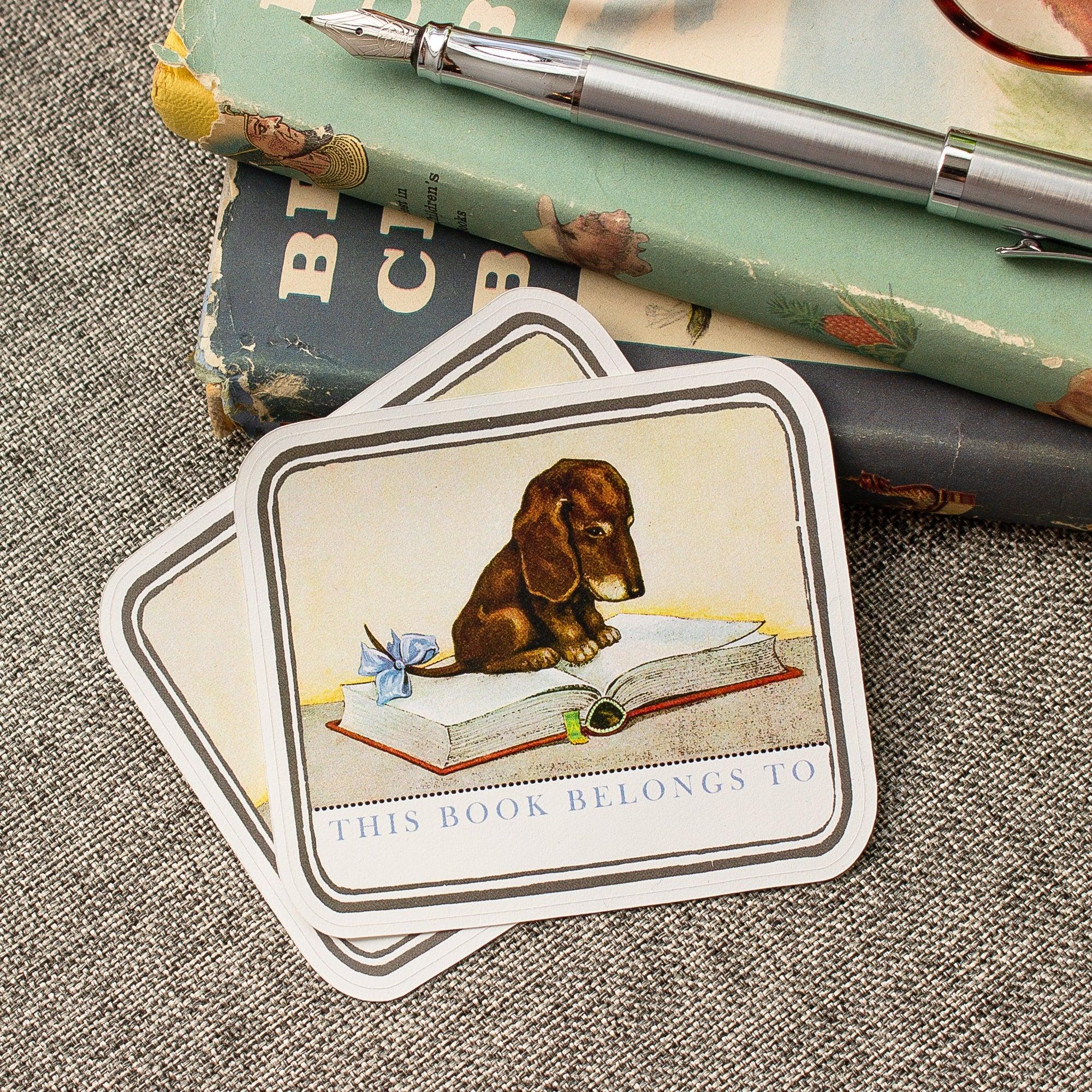Personalized Dachshund Puppy Bookplates - Bookish Gift for Kids - Set of 10 - Ex Libris - Book Label - Book Plate Stickers