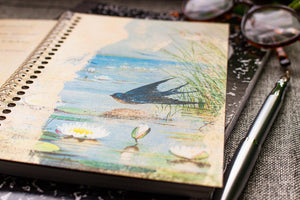 Spiral Notebook - Barn Swallow Notebook - Dot Grid Notebook - Gift for Bird Watchers - Lined Dragonfly Notebook