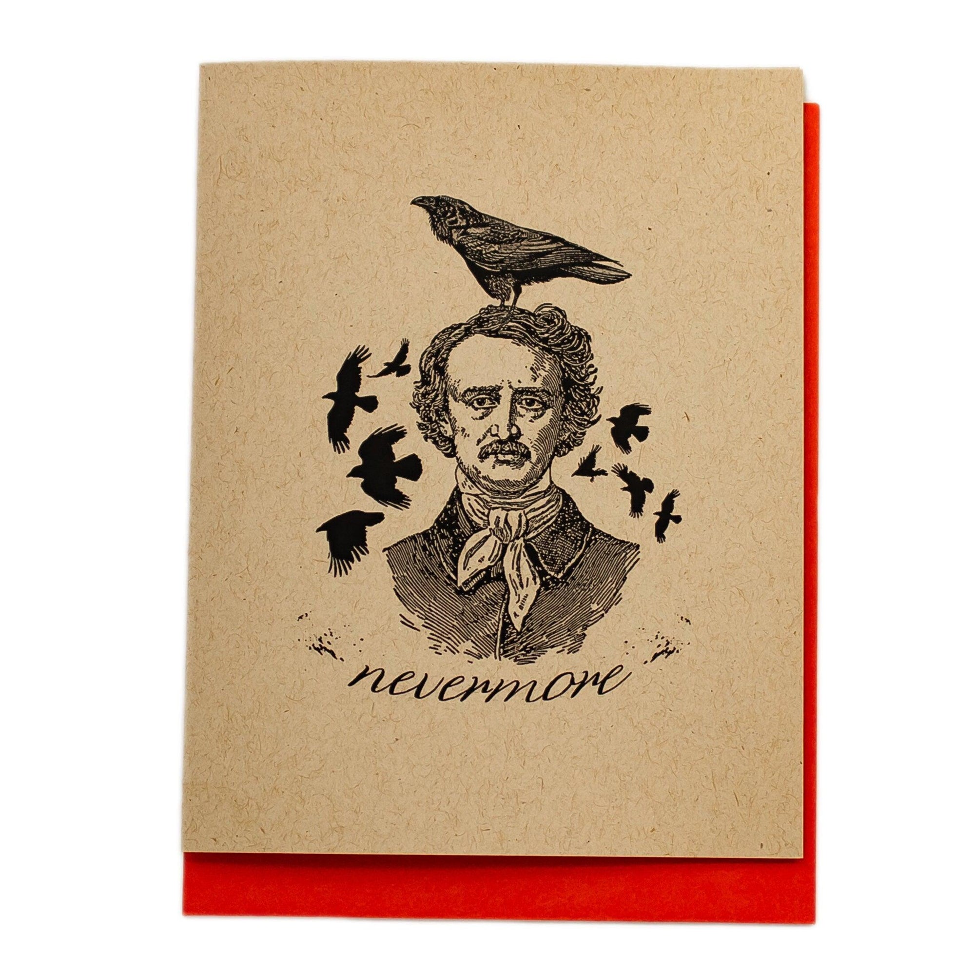 Literary Halloween Card - Edgar Allen Poe - The Raven - Nevermore - Classic Halloween Card