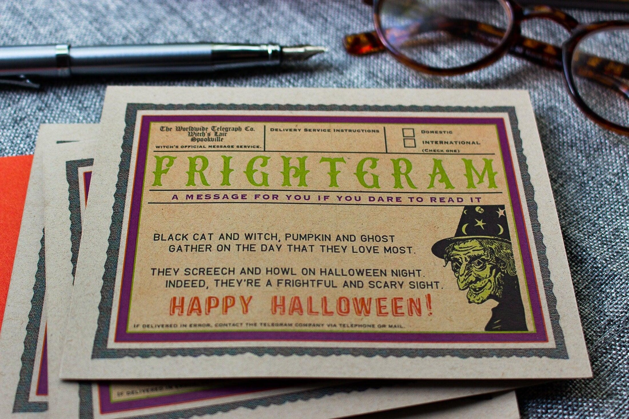 Scary Witch Halloween Card - Halloween Frightgram - Happy Halloween - Nostalgic Halloween Card