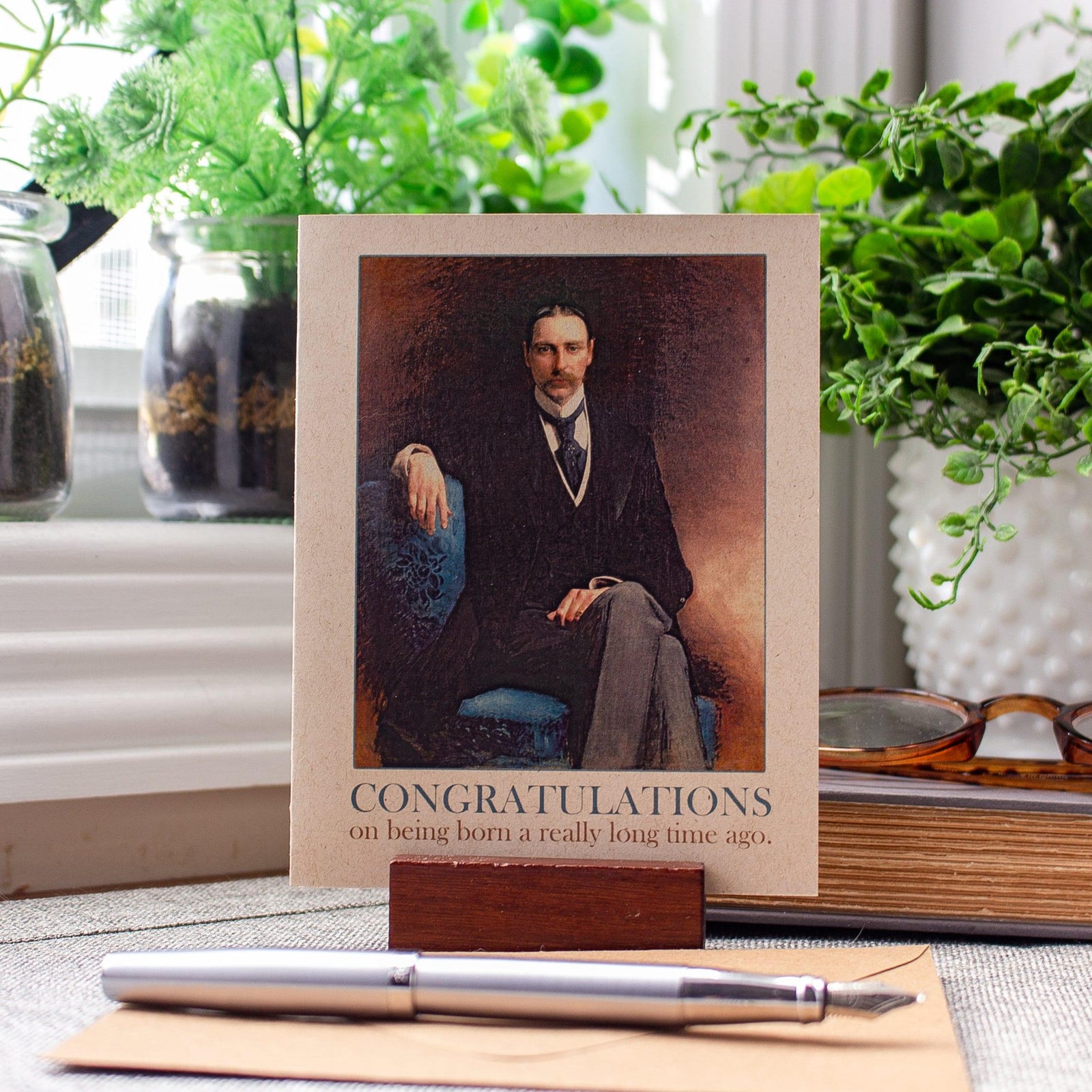 Funny Birthday Card - Gilded Age Vintage Old Man - Birthday Card for Mature Men - Congratulations on Being Born a Really Long Time Ago