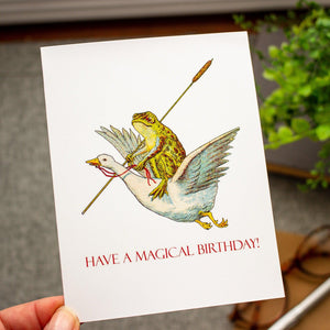 Whimsical Birthday Card - Have a Magical Birthday - Birthday Card for Kids - Fairytale Frog and Flying Goose
