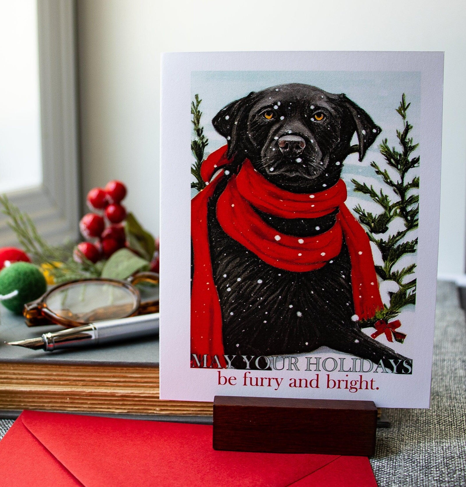 labrador Retriever Christmas Card - Black Lab Christmas Card - Dog Lovers Holiday Card