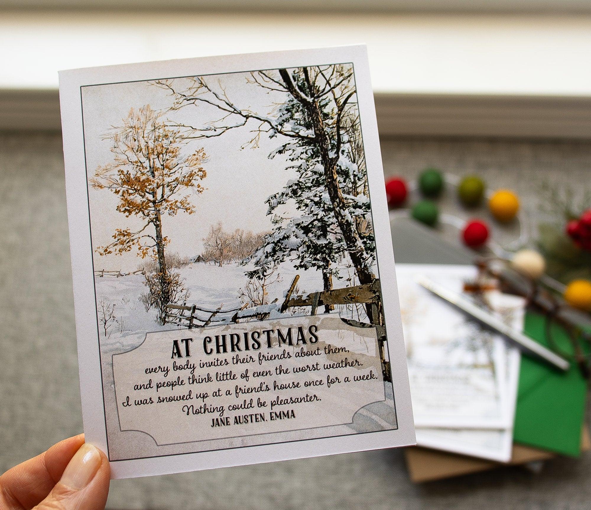 Literary Christmas Card - Jane Austen Quote Christmas Card - Winter Snow Holiday Card