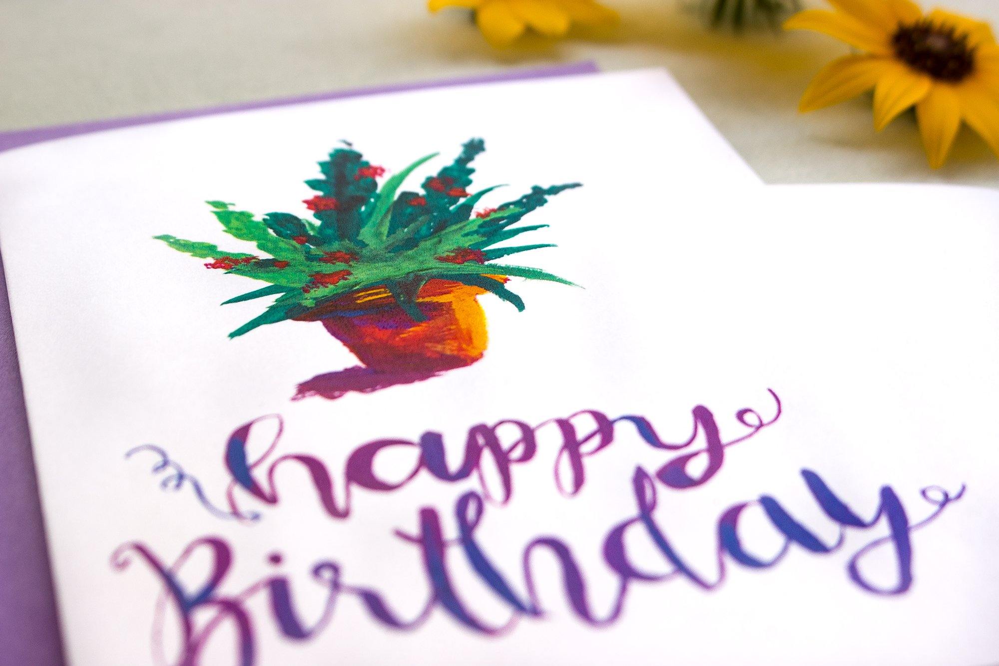 Illustrated Houseplant Birthday Card - Sunshine and Ravioli