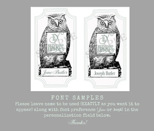 owl with scroll bookplates - set of 10 - Sunshine and Ravioli