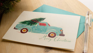 Pickup Truck Christmas Greeting Card - Sunshine and Ravioli