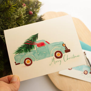 Pickup Truck Christmas Greeting Card - Sunshine and Ravioli
