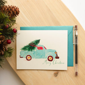 Pickup Truck Christmas Greeting Card - Sunshine and Ravioli