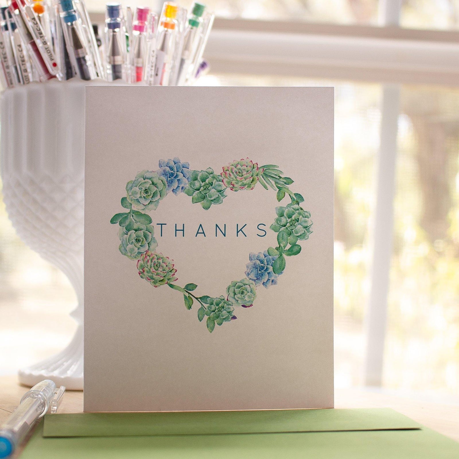 Succulent Wreath Thank You Card - Sunshine and Ravioli