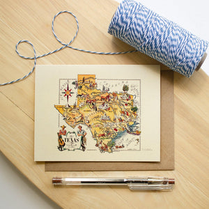 Vintage Texas Map Note Card - Sunshine and Ravioli